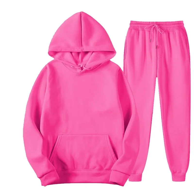 

Spring Autumn Women Long Sleeves Hoodies Two Piece Set Female Hoodie Sweatshirt Lady Solid Color Motion Sports Shirt 2-piece Set
