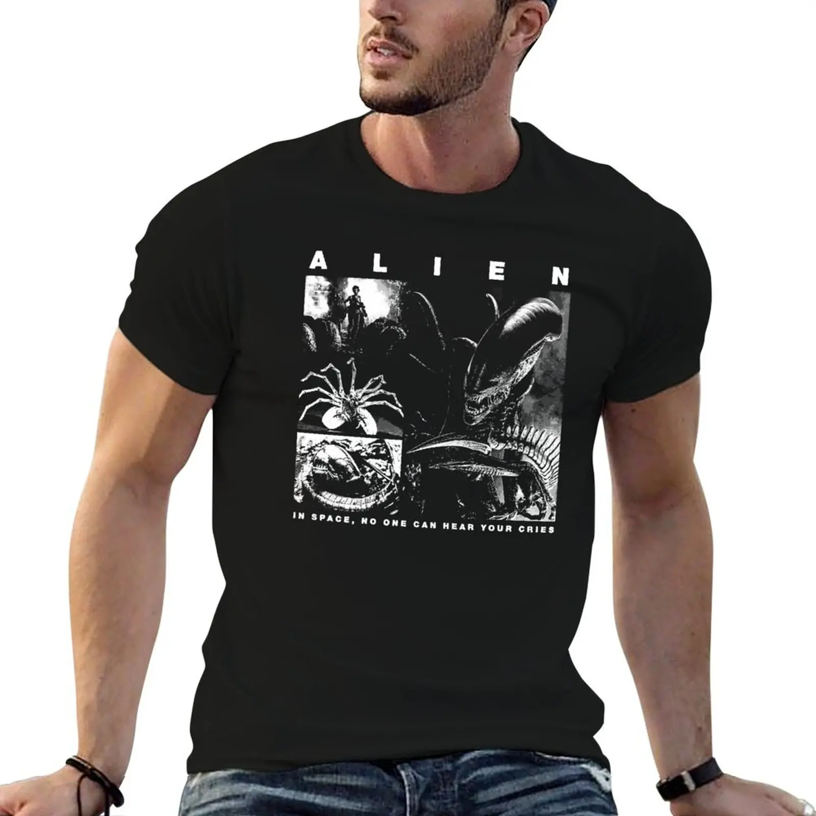 

Alien, Xenomorph, alien phases, black version T-Shirt t shirt man luxury cotton t shirt man T-Shirt