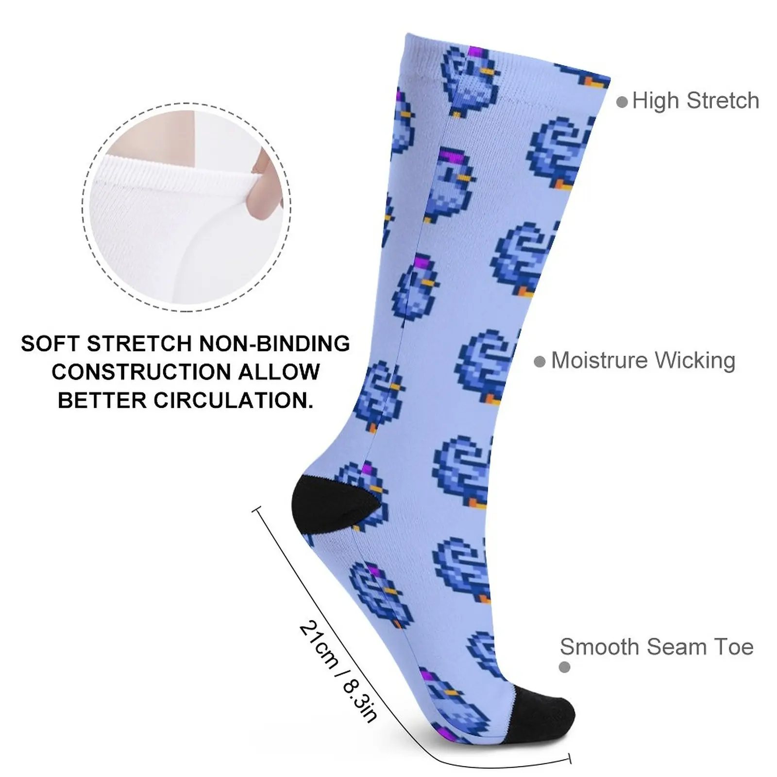 Stardew Valley Pixel Blue Chicken Socks Fun socks men socks cotton sheer socks men gift for men