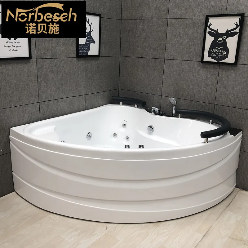

Fan-shaped Double Acrylic Bathtub Surf Massage Adult Home Thermostatic Hotel Bathtub Couple Bath 1.5M