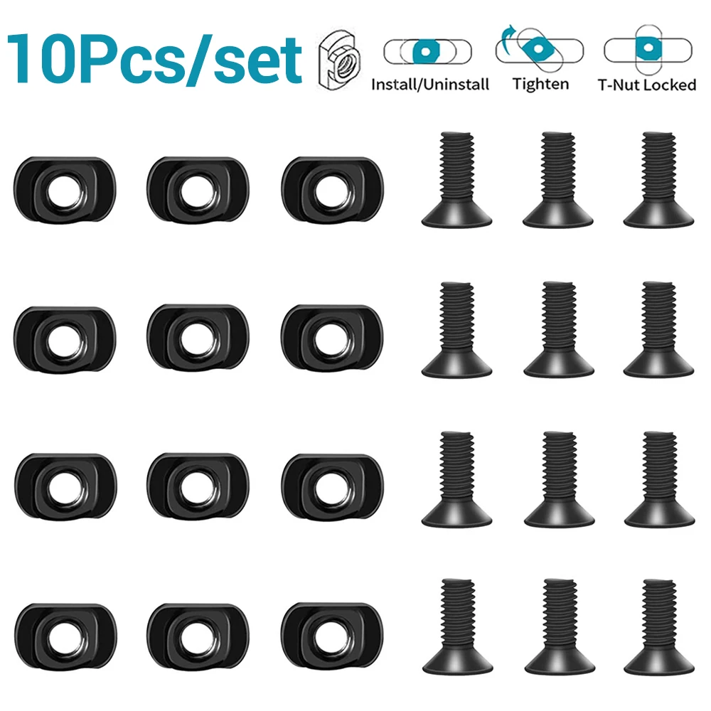 10Pcs M-LOK Screw and Nut Replacement Rails T-Nut Screw Replacement Set for MLOK Handguard Rail Sections Hunting Gun Accessories