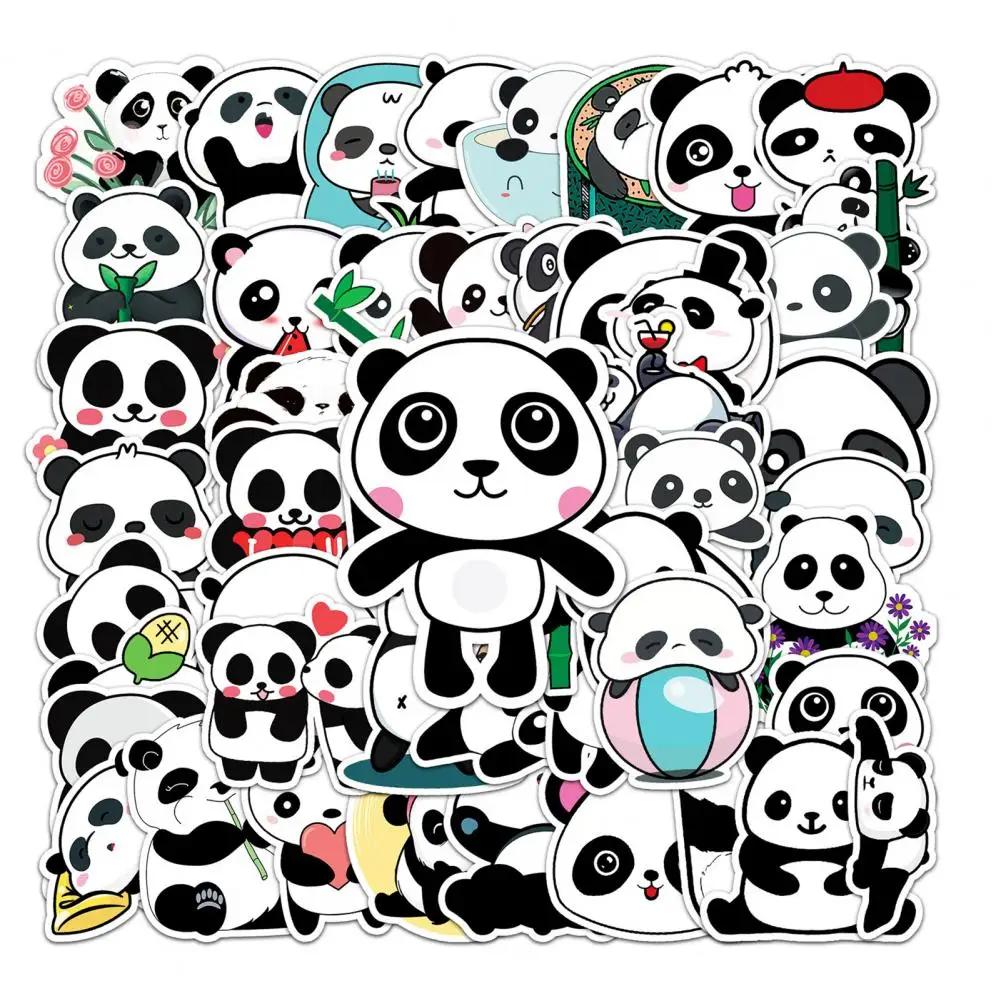 ไม่มีกาว50ชิ้นน่ารักไม่ต้องตัดสติกเกอร์กราฟฟิตีสีสดใสสติกเกอร์ลายแพนด้าลวดลายที่อุดมไปด้วยชีวิตประจำวัน