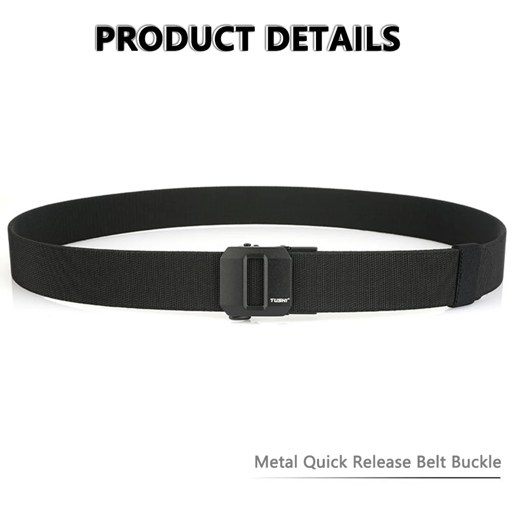 TUSHI Neuer Golf-Sportgürtel, elastischer Gürtel, taktischer Gürtel, Metall, automatische Schnalle, Stretch-Nylon, Herren-Militärgürtel, 120–150 cm, große Gürtel – Detail 7