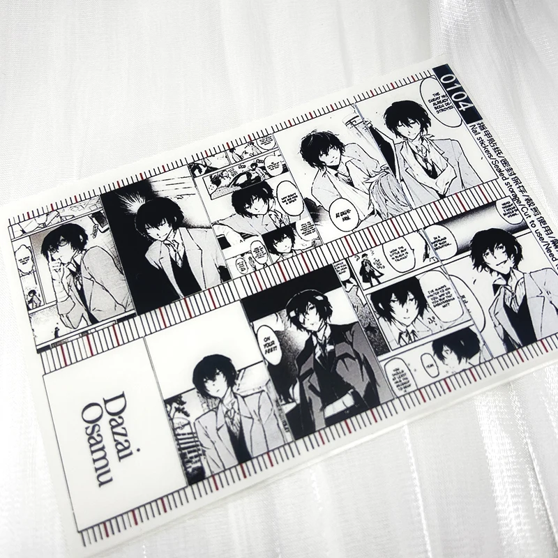 1pc Anime Dazai Osamu Nakahara Chuya Ryunosuke Akutagawa Nail Stickers Uv Gel Needed Nail Decals Cute Mange Tips Accessories