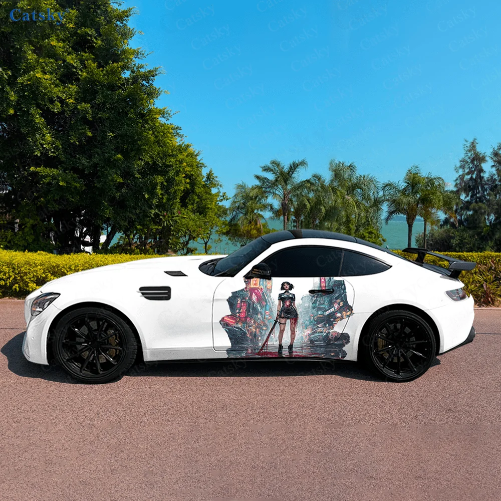 Cyberpunk Beauty City Car Vinyl Wraps Decal Self-adhesive PVC Sticker Suitable for Trucks SUV Decoration Auto Accessories Gift