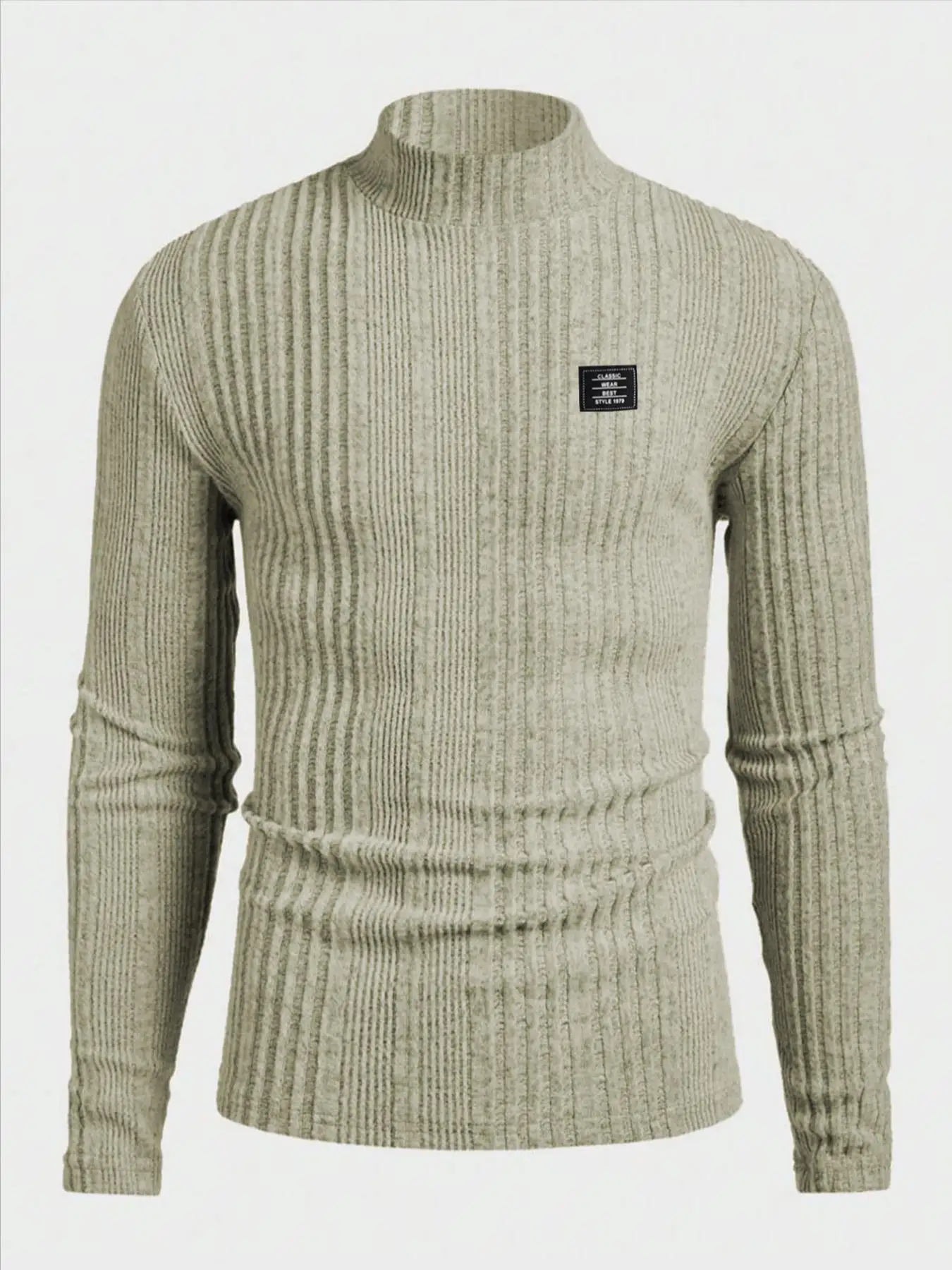 Herren Rollkragenpullover Einfarbig Gestreift Langarm Lässiger Schnitt T-Shirt für Herbst und Winter – Detail 31
