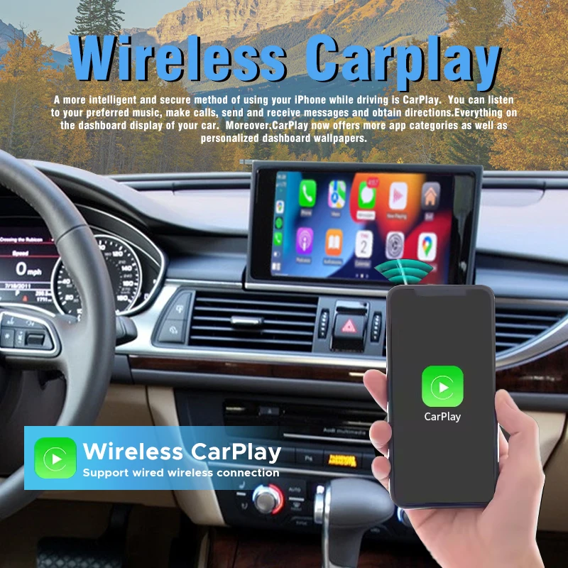 واجهة أوتوماتيكية لاسلكية CarPlay Android لأودي A6 A7 S6 S7 2012-2018 | مشغل DVD مرآة Link AirPlay الملاحة التوصيل والتشغيل
