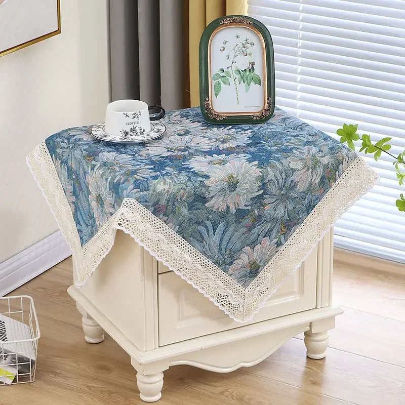 American-style Bedroom Bedside Table Dust Cover Cloth Square Towel Tablecloth High-end Washing Machine Sun Protection Cover