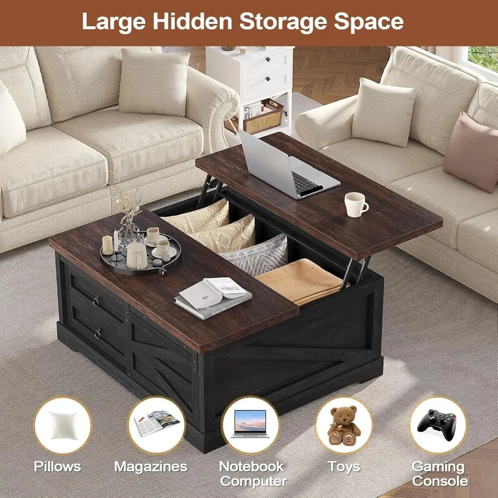 39.4'' Lift Top Coffee Table with Storage Farmhouse Coffee Table for Living Room