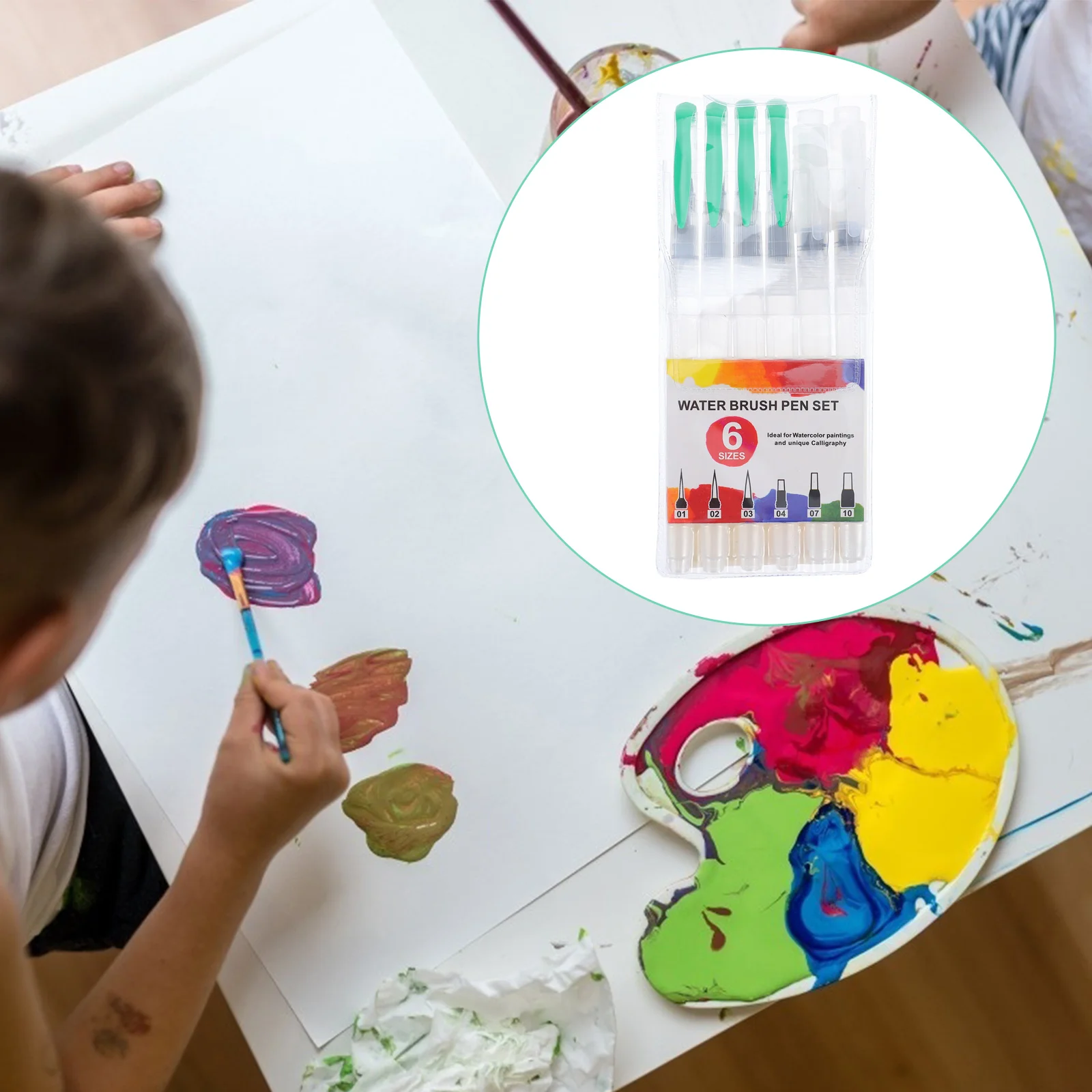 

6pcs Water Storage Pen Durable Nylon Brush Tips Control Color Blending Watercolor Crayons Water-Soluble Pencils Inks
