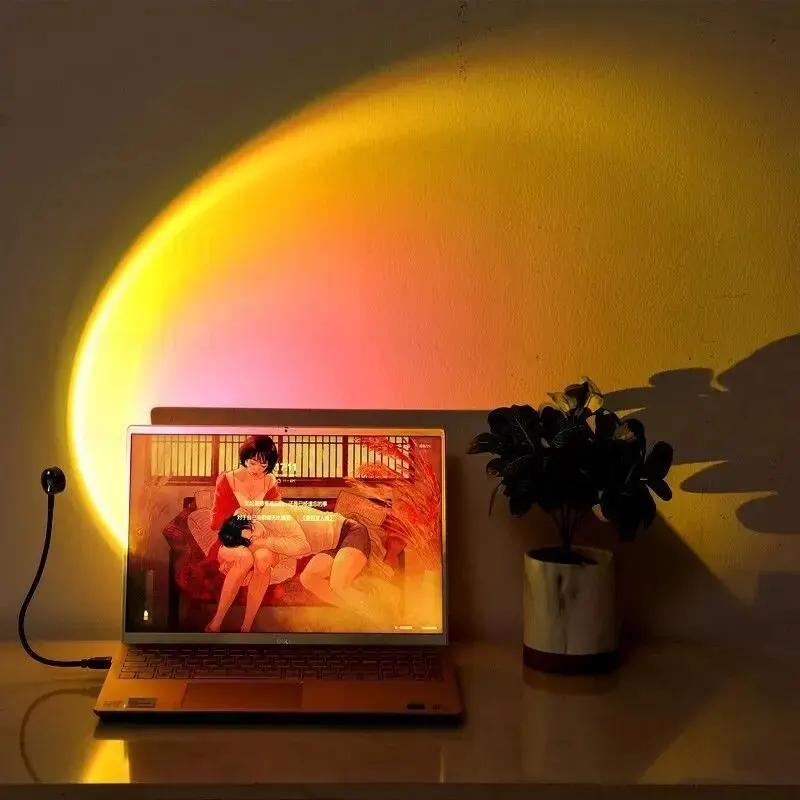 USB Sunset Light LED Rainbow Neon Night Lamp Mobile Phone Self Photography Light Wall Atmosphere Lighting For Bedroom Decoration