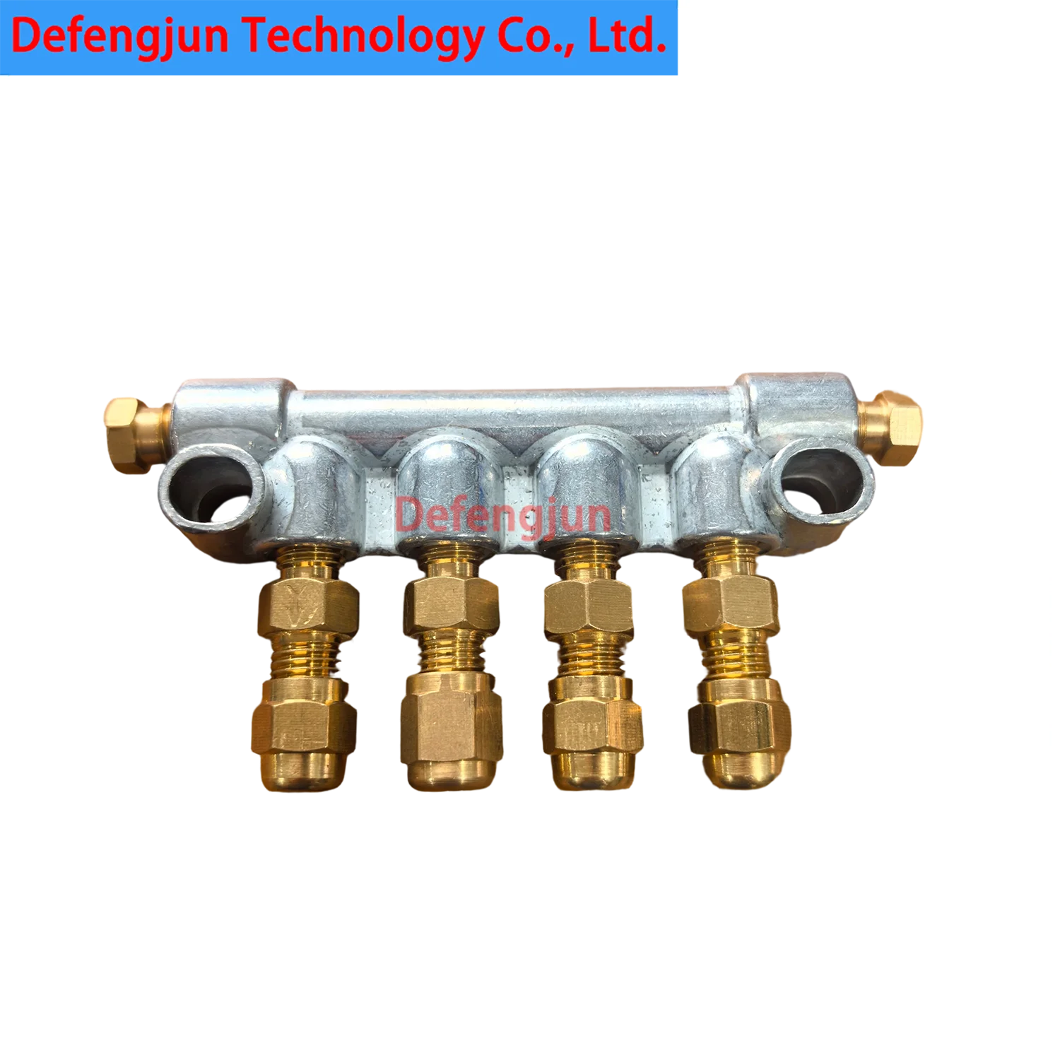 6-Port Zinc Manifold, M8×1, 4 Outlets for Progressive Valves, for Milling Machines