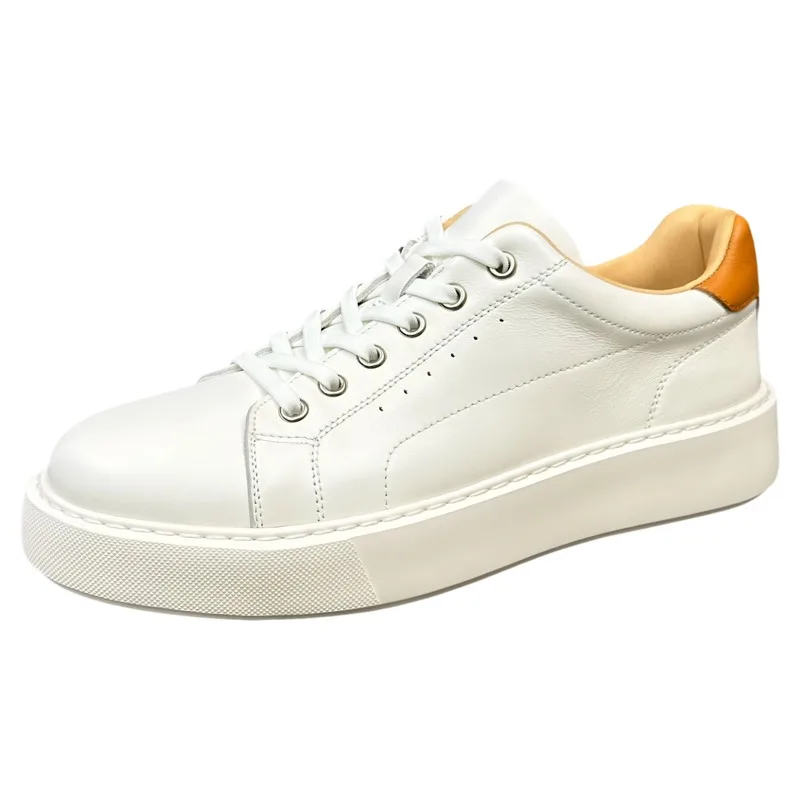 Designer Spring Summer White Men's Shoes Genuine Leather Casual British Style Low Top Handmade Sport Leather Shoes Male Flats