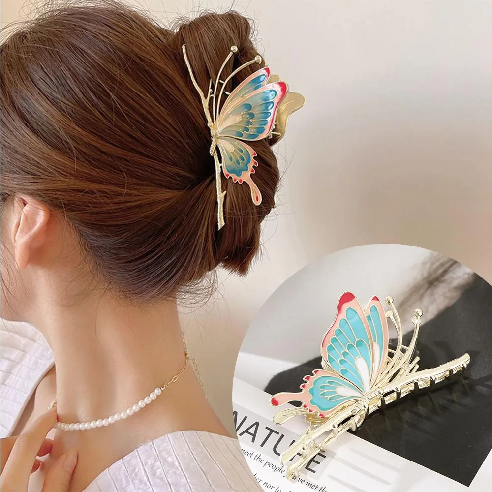 New Women Metal Hair Claw Elegant Flowers Hair Clips Barrette Crab Summer New Ponytail Clip Headwear Hair Accessories Tiaras