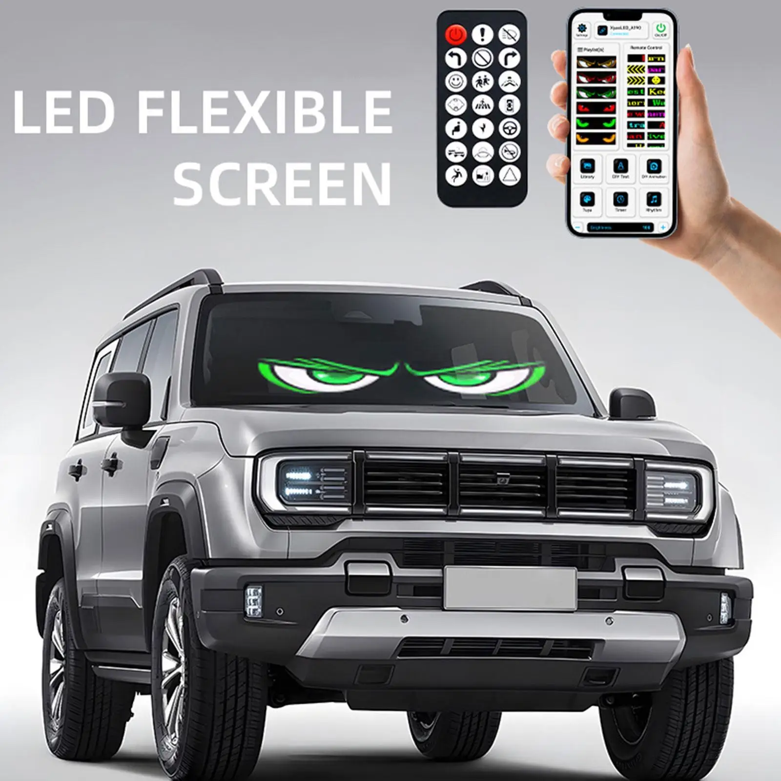 Flexible Programmable Car Devil Eye LED Lights Screen Neon Display Remote Control for Festival and Party Decoration