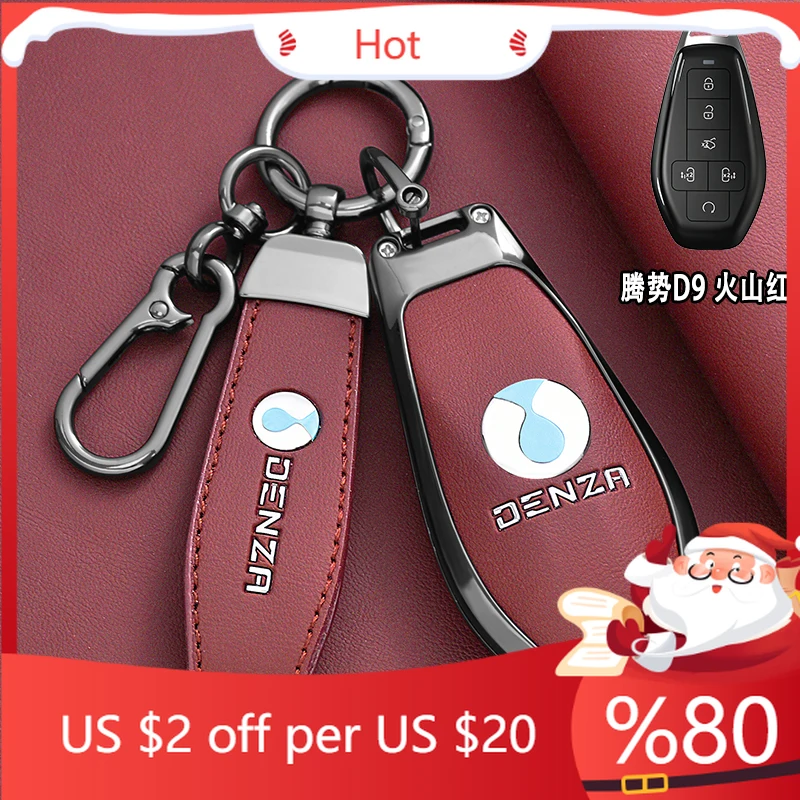 

Hot Car Zinc Alloy Leather Key Case Cover Holder Chain For DENZA N9 N7 N8 2025 Interior Car Accessories Key Pr Interior Stickers