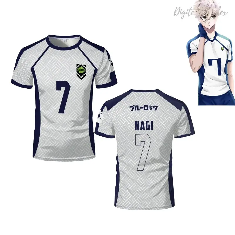 Camiseta de Anime japonés Nagi Seishiro Niko Ikki con estampado 3D para hombre y mujer, ropa deportiva de fútbol de manga corta, disfraz de Cosplay, camiseta superior