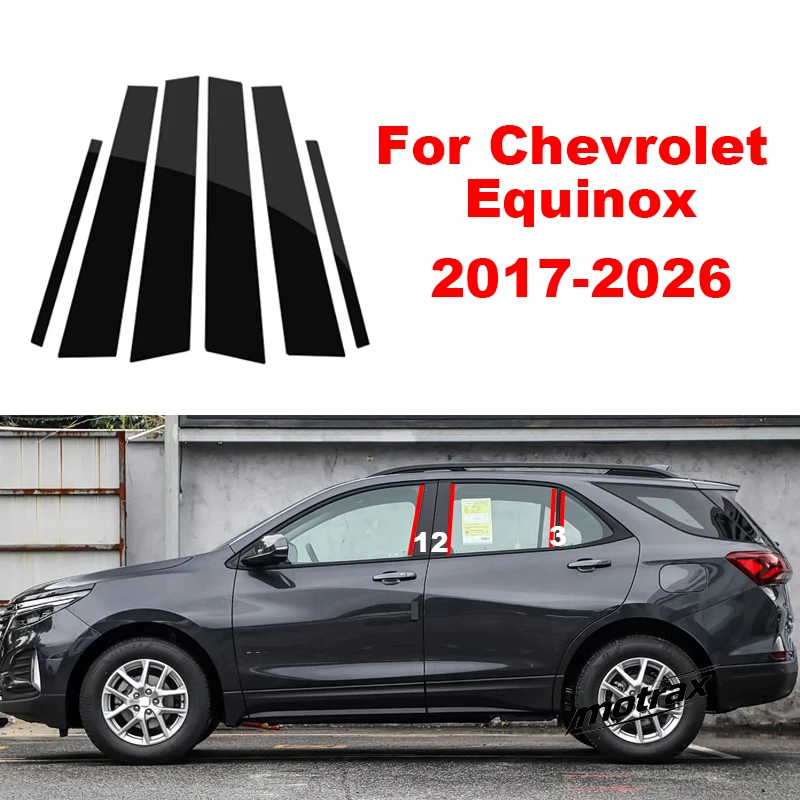 Car PC Material Pillar Post Cover Door Trim Window Molding Sticker for Chevrolet Equinox 2017-2026 Decoration Accessories