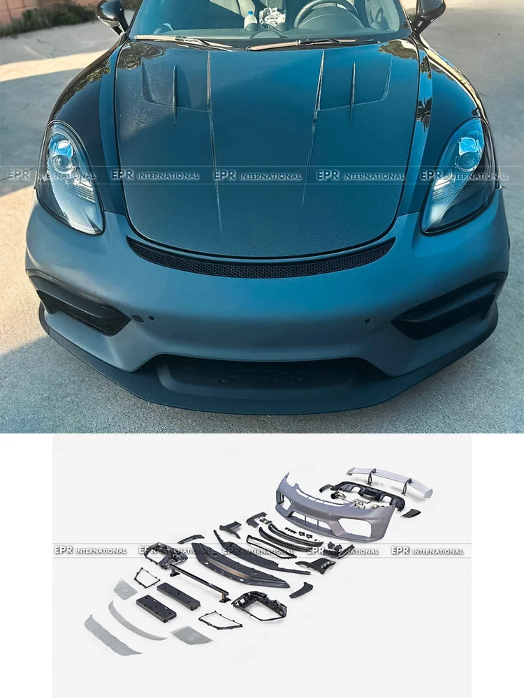 

Porsche 718 Boxster Cayman 982 | GT4RS Style Full Body Kit w/Rear GT Spoiler (Primed) - High-Quality FRP Material