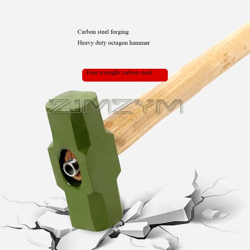 8LB Octagonal Hammer Professional Wall Dismantling Hammer TPR Soft Handle Solid Iron Hammer Non Sparking Tools Sledge Hammer
