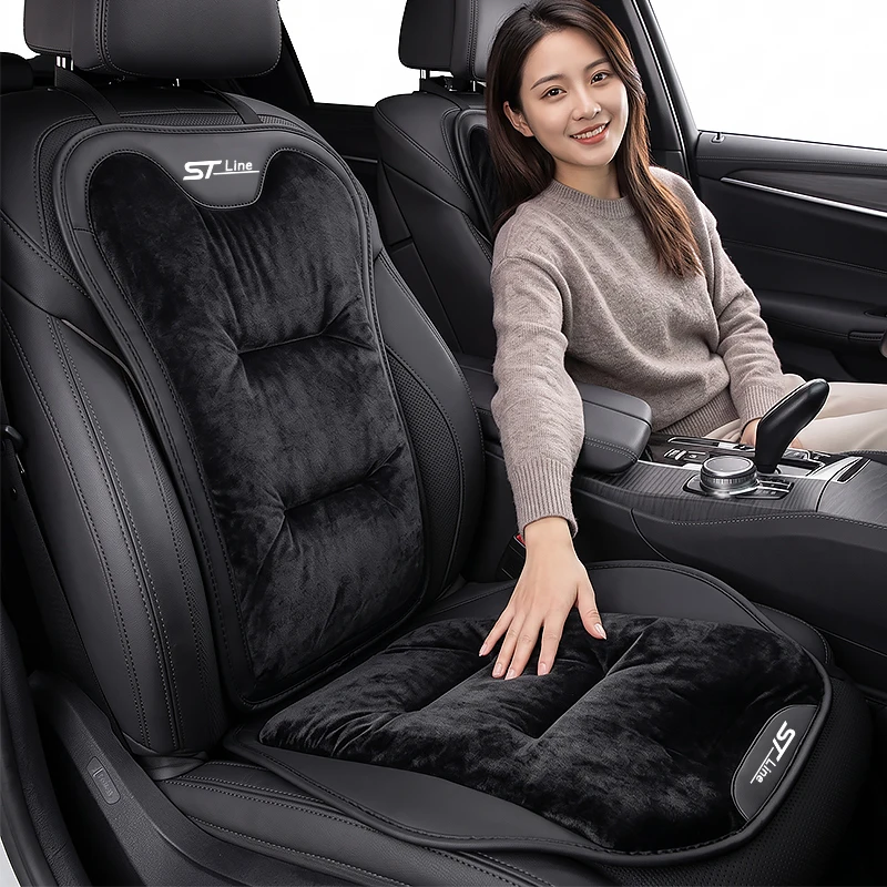Car Seat Cushion For Ford ST Line Kuga S Max Focus Puma Fiesta Seat Cover Thickening Flannel Rear Seat Backrest Protection Pad