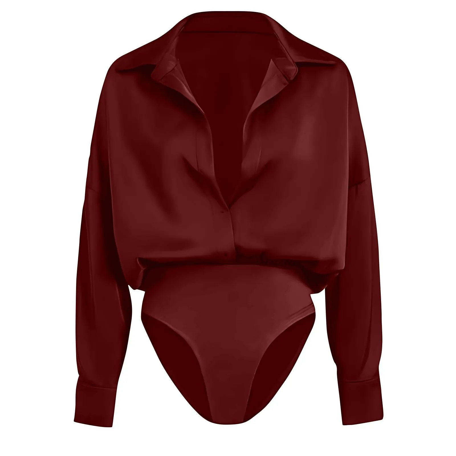 Damen Satin-Hemdbluse mit Oversized-Reverskragen, Knopfleiste, Langen Ärmeln, Seidiger Bluse-Body, Elegantes Büro-Outfit, Jumpsuit-Oberteil – Detail 25