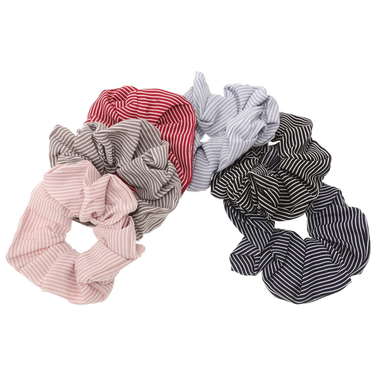 

6 Pcs Hair Ties Striped Ring Ponytail Holder European and American Cloth Elastic Miss