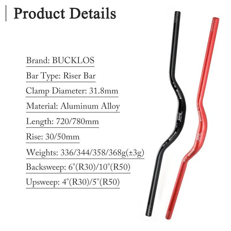 BUCKLOS 25,4 mm 31,8 mm Fahrrad-Riser-Lenker 620/660/720/780 mm Fahrrad-Schwalben-Lenker Ultraleichter M-Typ MTB BMX-Lenker – Detail 2