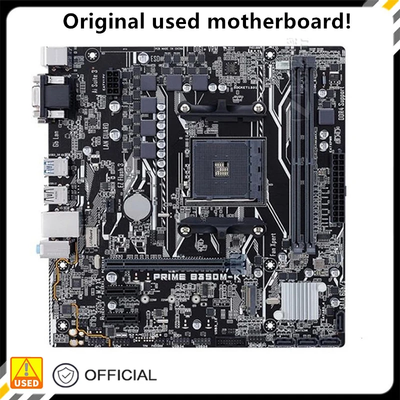 

For B350 PRIME B350M-K Motherboard Socket AM4 For AMD B350 DDR4 USB3.0 SATA3 Original Desktop Mainboard Used Mainboard