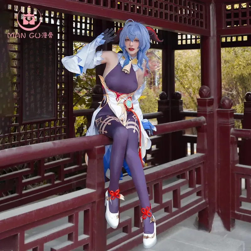 2025 جينشين إمباكت جانيو زي أحذية قرون شعر مستعار تأثيري أنيمي لعبة غان يو المرأة حفلة الهالوين الزي