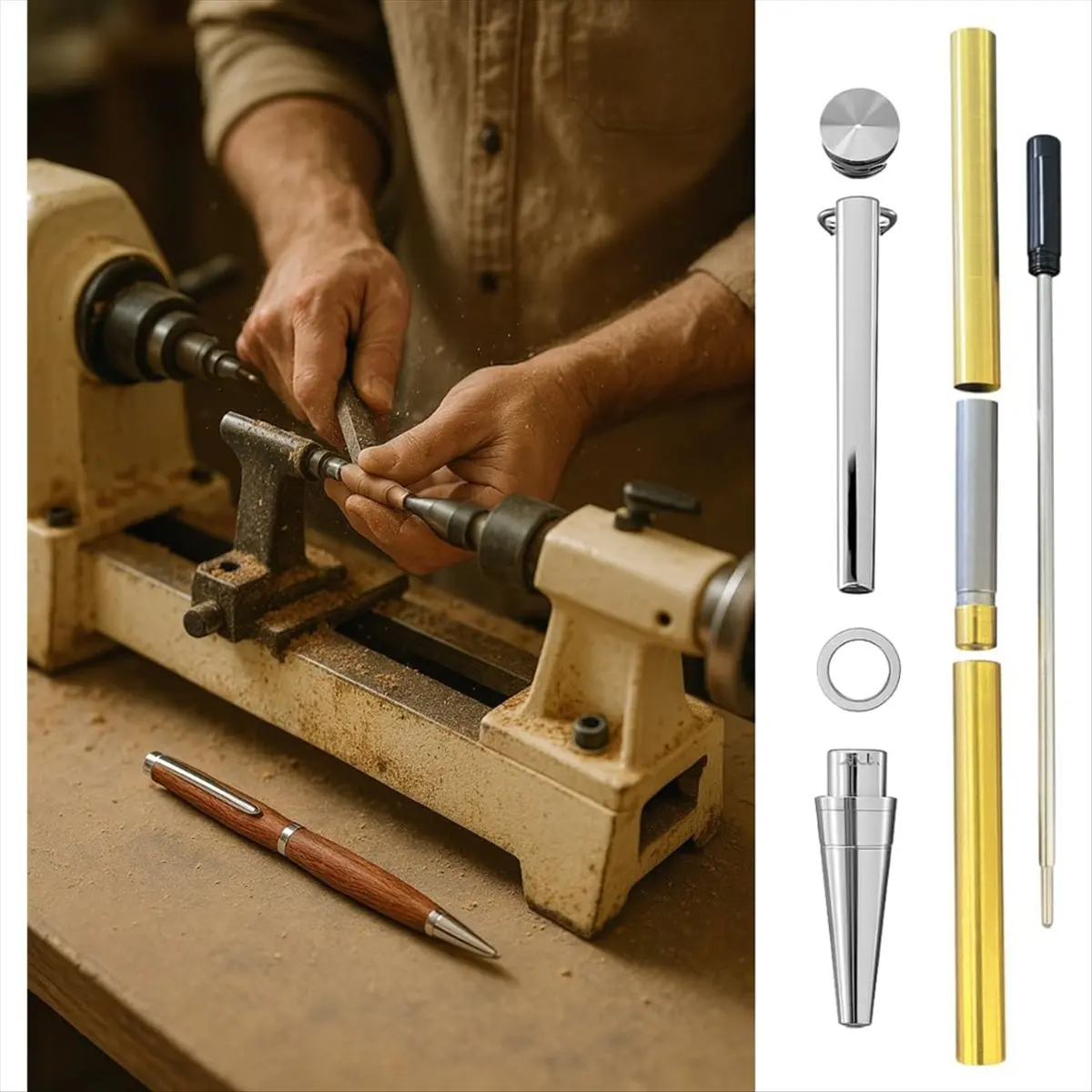 COFA 20 Pack Slimline Pen Kit - 7mm Wood Turning Twist Pen Kits with Refills, Brass Hardware&5 Finishes for DIY Lathe Turning