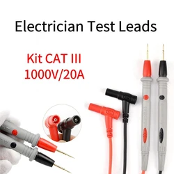 1 Pair Universal Probe Test Leads Pin for Digital Multimeter Needle Tip Meter Multi Meter Tester Lead Probe Wire Pen Cable 20A