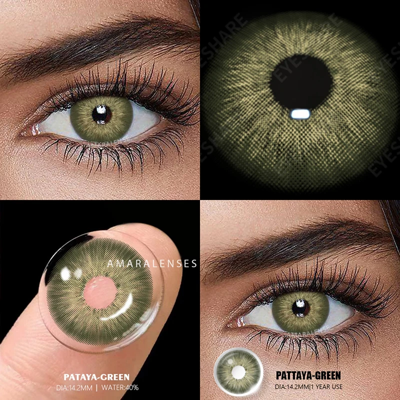 AMARA 1Pair Myopia Colored Contact Lenses for Eyes Lenses with Diopters Prescription Fashion Lenses Gray Eyes Lens Yearly Use