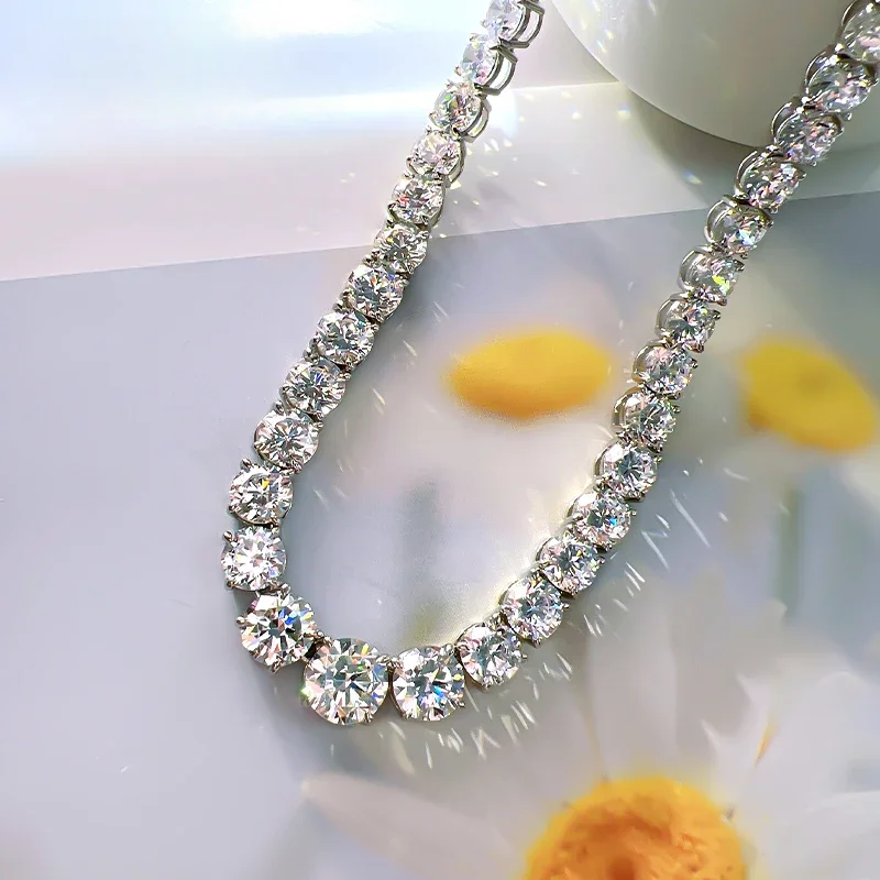 Fashion Luxury Full Diamond Luxury Set 925 Sterling Silver Necklace with High Carbon Diamond Wedding