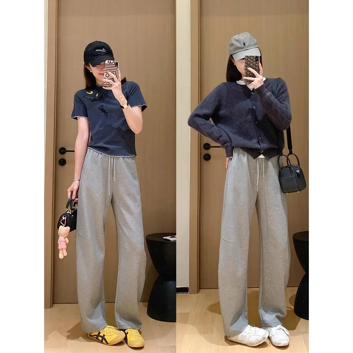 Pantalones informales Gold Ratio Arc ape, pierna holgada, pierna recta de principios de otoño, cintura en L, poliéster, algodón, LICRA