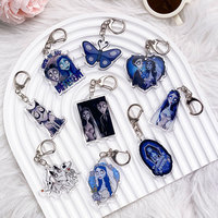 Disney Tim Burton's Corpse Bride Acrylic Keychain Accessories Bag Charm Cute Cartoon Backpack Pendant Keyring Gifts For Friends