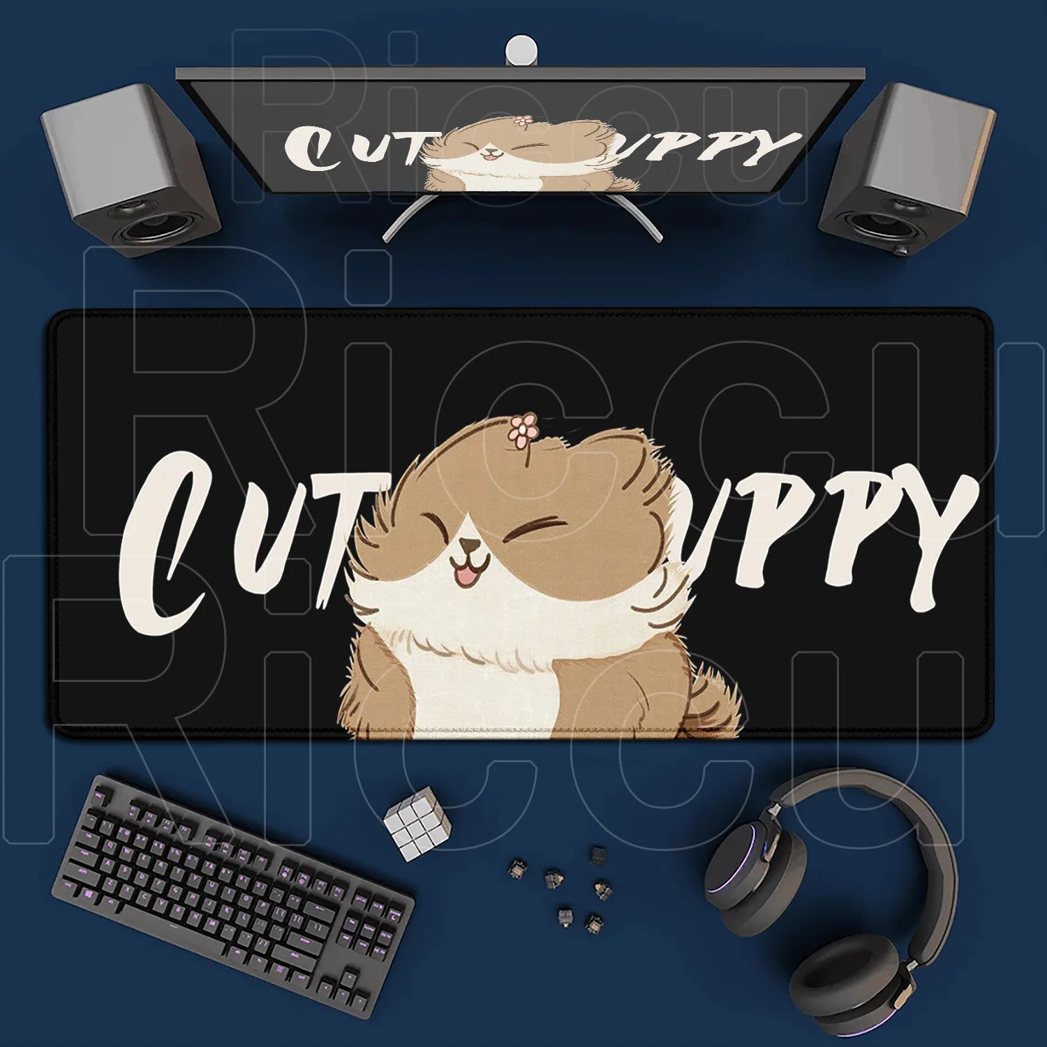 แผ่นรองเมาส์ลายสุนัขน่ารัก ขนาด 400x900 มม. แผ่นรองคีย์บอร์ดขนาดใหญ่ แผ่นรองโต๊ะน่ารัก ของขวัญ แผ่นรองเมาส์ลายแมวน่ารัก
