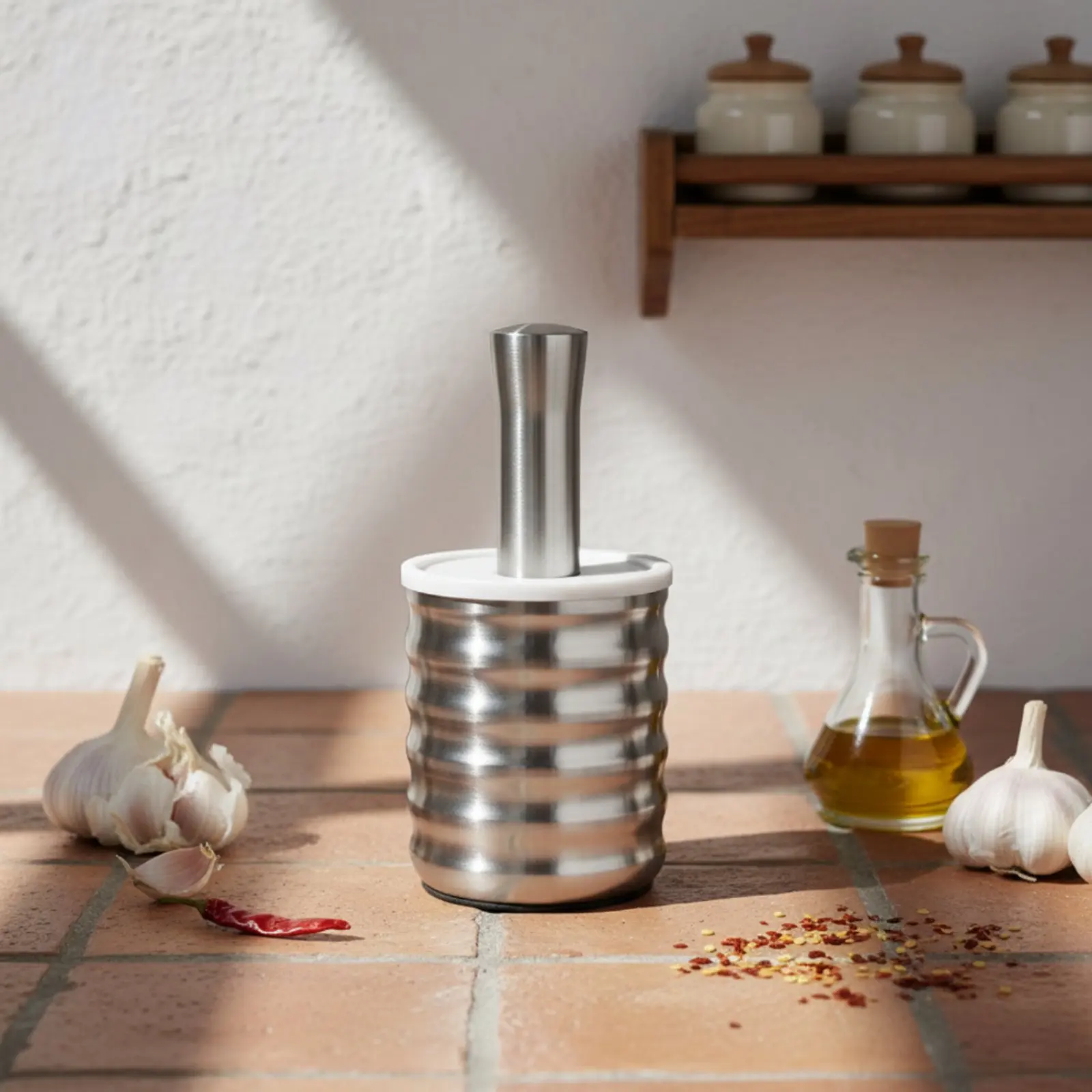 Stainless Steel Mortar and Pestle Sturdy Mortar and Pestle Set Garlic Grinder Cup Easy to Clean Herb Grinder Bowl Non-Slip Base view 4