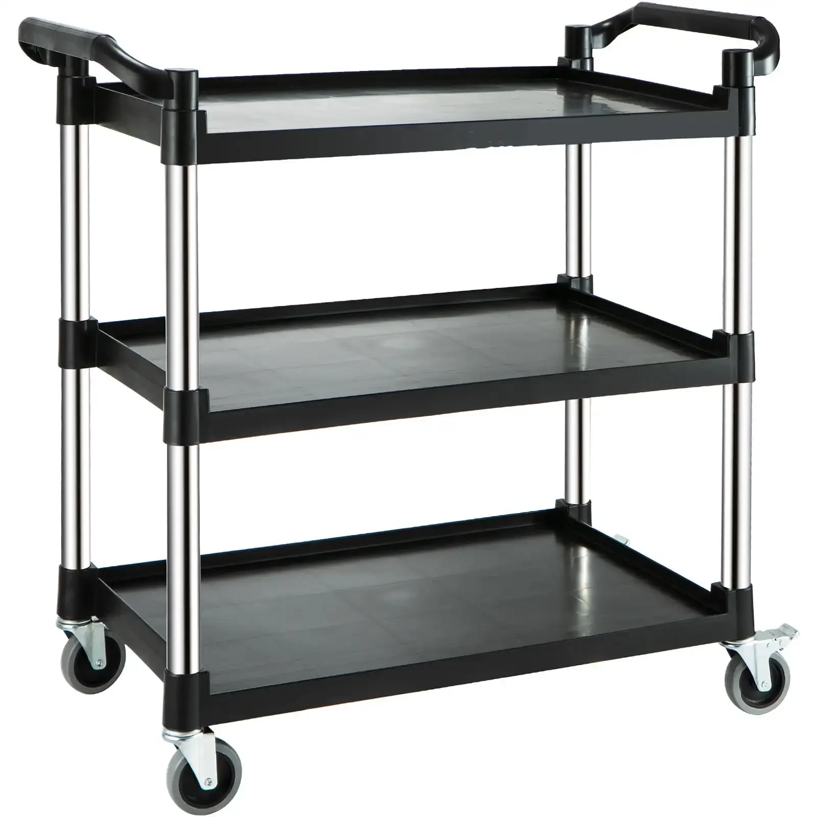 

Utility Service Cart with Wheels 3-Tier Food Service Cart 220lbs Capacity
