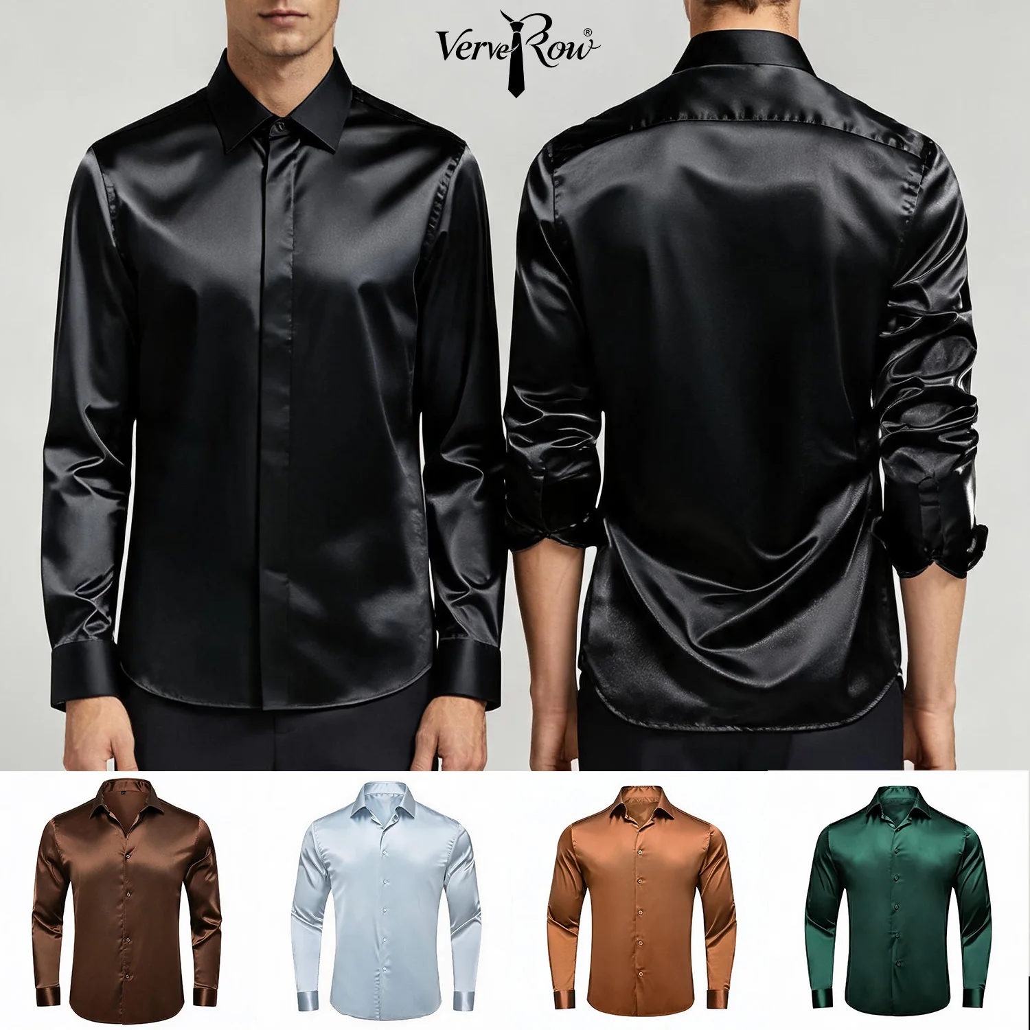 Solid LS Shirt Brown or Pink or Purple or Green or Blue or Black or Red Basic Button Office Daily Fit