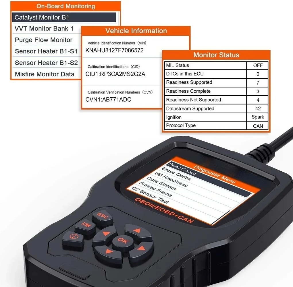 OBD2 Scanner Car Code Reader Diagnostic Scan Tool With Enhanced Code Definition And Upgraded Graphing Battery Status