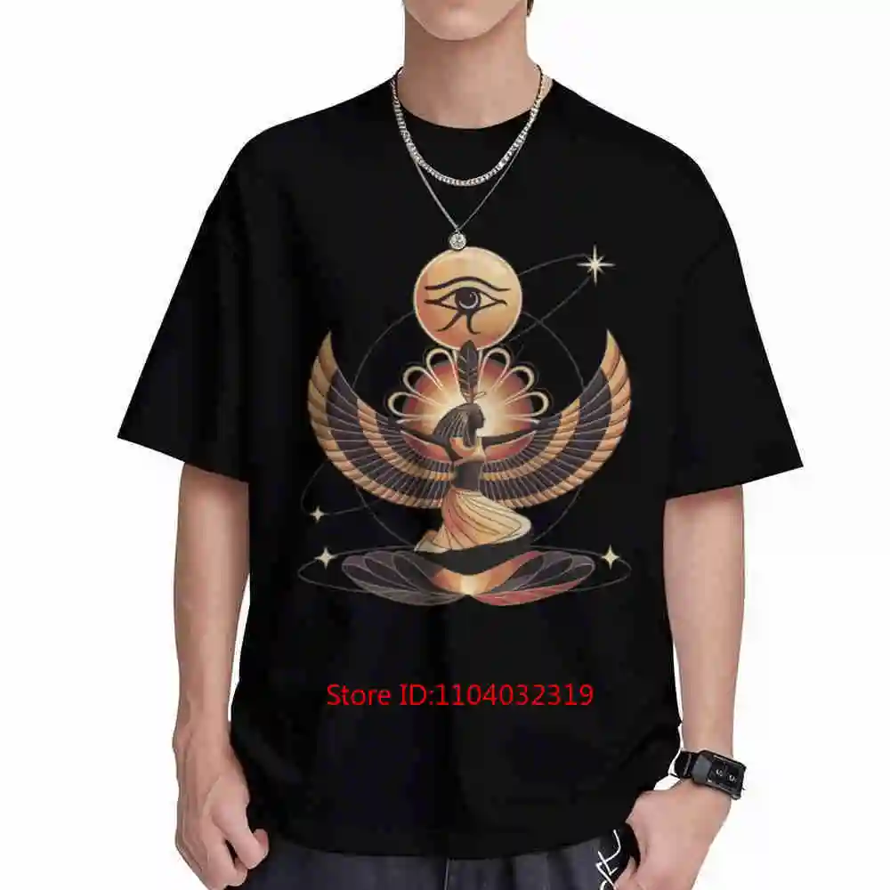 Egyptian Goddess Maat Eye Of Horus Sun Short Sleeve Tee 100% Cotton T-Shirt