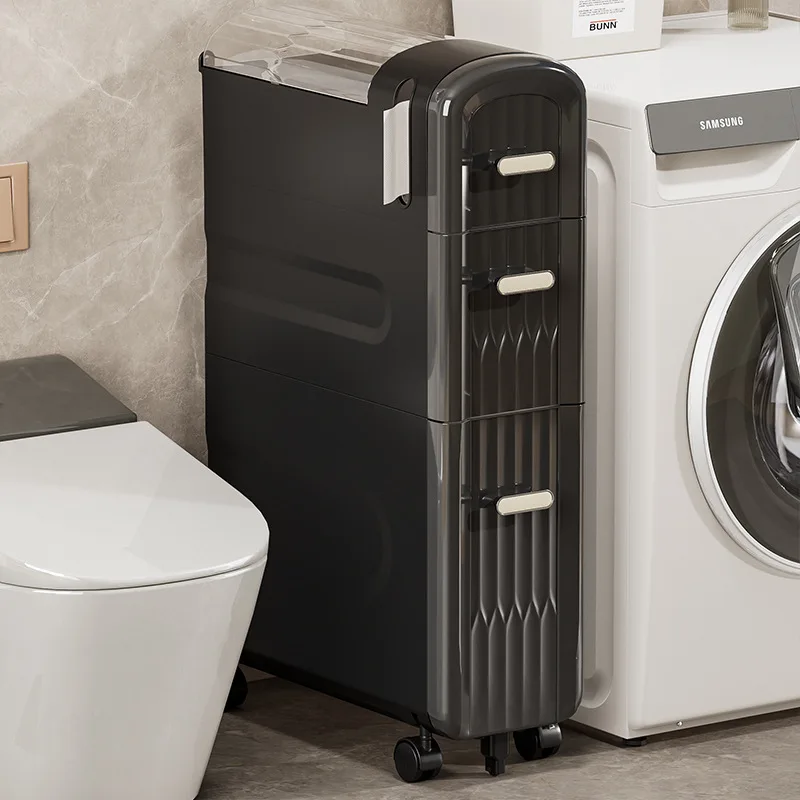 

18cm Narrow Gap Storage Cabinet Bathroom Toilet Side Organizer Slim Kitchen Multifunctional Storage Drawers Oganizer