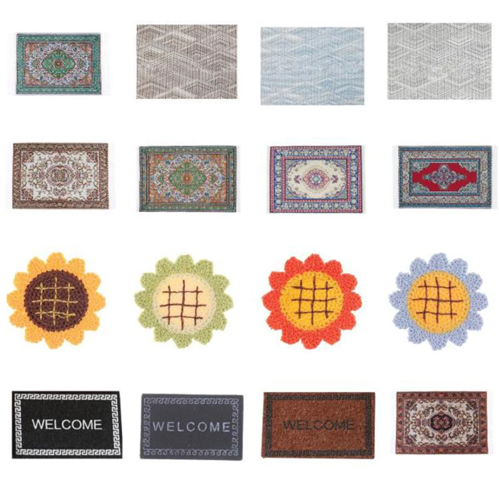

Dollhouse Carpet Turkey Welcome Mat Front Door Woven Rug Floor Carpet Living Room Miniature Accessories For Kids Dolls Coverings