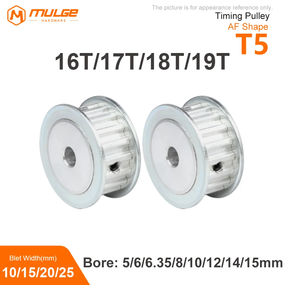 

Timing Pulley T5-16T/17T/18T/19T Bore 5-15mm Alloy Wheels AF Shape Teeth Pitch 5mm Match With T5 Width 10/15/20/25mm Timing Belt