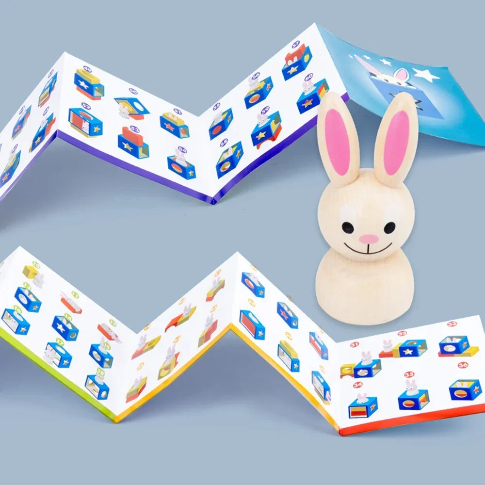 2024 Kids' Ideal Birthday Gift Wooden Magic Box with Rabbit Animal Geometric Building Blocks Educational Desktop Game Toy