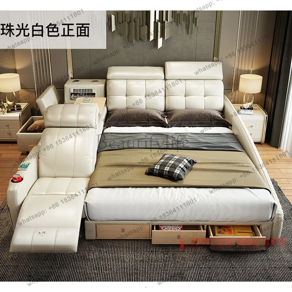 

X4 Massage Bed with Ultimate Comfort and Genuine Leather Multifunctional Frame - Bluetooth Speaker, Safe Air Cleaner, USB