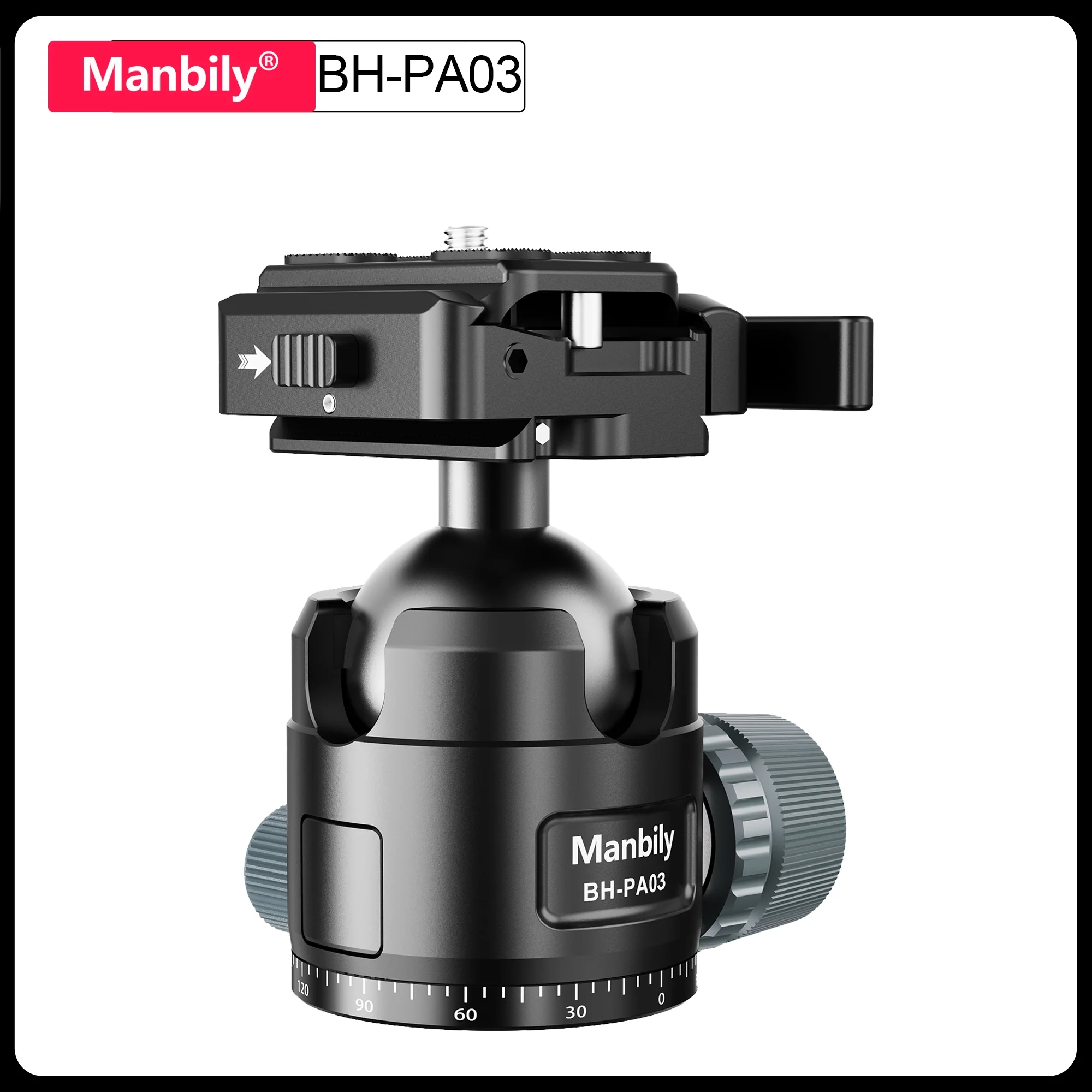 Manbily BH-PA03 Aluminum Alloy 44mm Low Profile Ball Head Heavy Duty Saddle Mount Clamp Adapter with Picatinny to Arca-Swiss