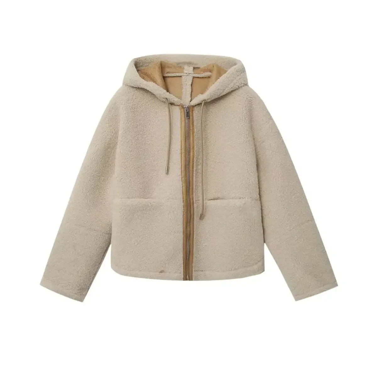 

2025 Streetwear Zipper Outwear Pockets Chic Solid Female CoatVintage Casual Woman Autumn Hooded Jackets Fashion