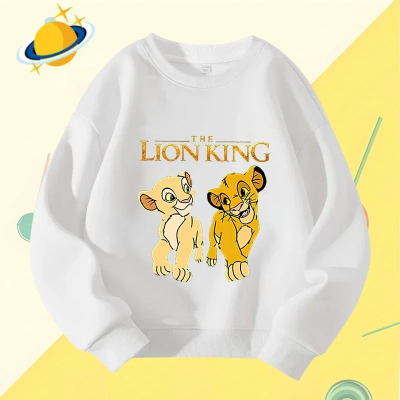 Lion King children\'s crewneck hoodie Disney cartoon print autumn and winter long-sleeved sweatshirt boys and girls casual top